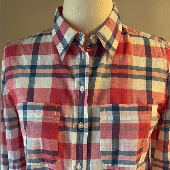 Joe Fresh women’s Pink and Blue Plaid Button Down Shirt - Picture 3 of 11